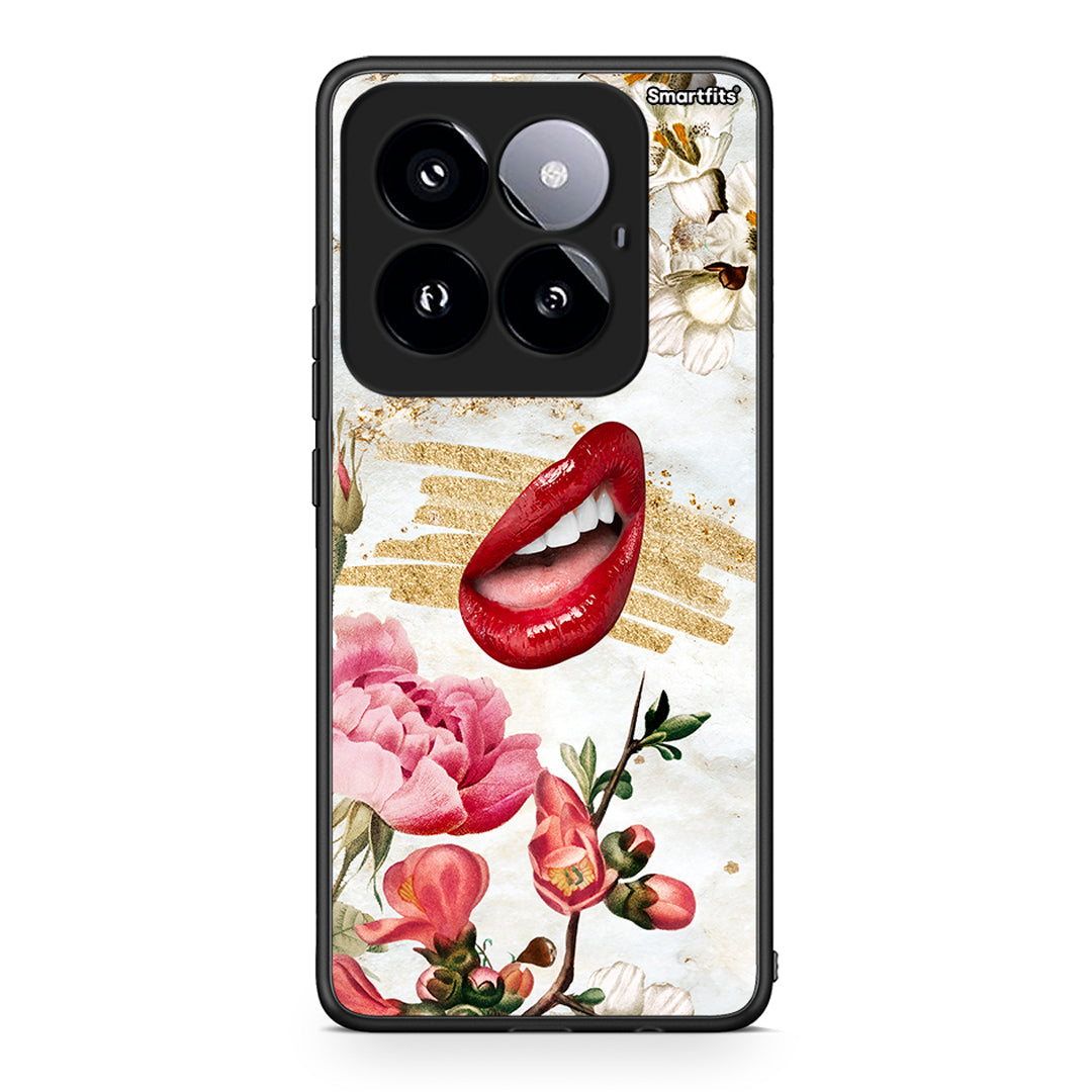 Xiaomi 14 Pro 5G Red Lips θήκη από τη Smartfits με σχέδιο στο πίσω μέρος και μαύρο περίβλημα | Smartphone case with colorful back and black bezels by Smartfits