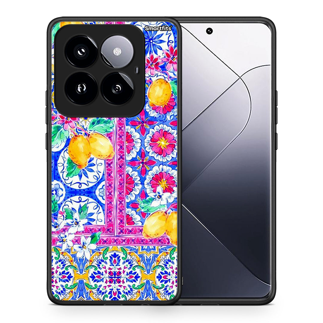 Θήκη Xiaomi 14 Pro 5G Retro Spring από τη Smartfits με σχέδιο στο πίσω μέρος και μαύρο περίβλημα | Xiaomi 14 Pro 5G Retro Spring case with colorful back and black bezels