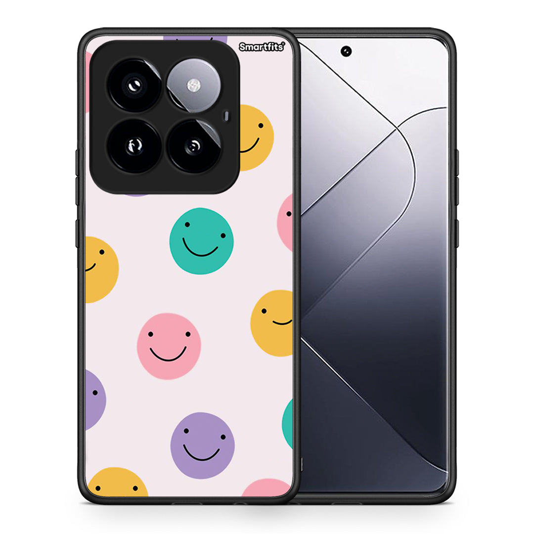 Θήκη Xiaomi 14 Pro 5G Smiley Faces από τη Smartfits με σχέδιο στο πίσω μέρος και μαύρο περίβλημα | Xiaomi 14 Pro 5G Smiley Faces case with colorful back and black bezels