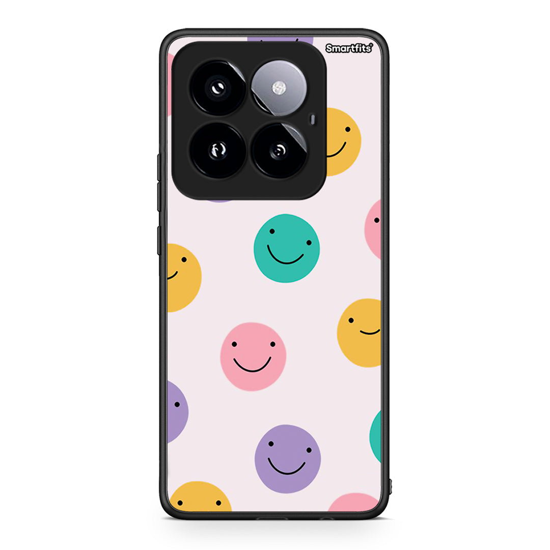 Xiaomi 14 Pro 5G Smiley Faces θήκη από τη Smartfits με σχέδιο στο πίσω μέρος και μαύρο περίβλημα | Smartphone case with colorful back and black bezels by Smartfits