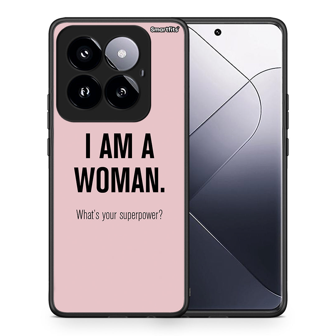 Θήκη Xiaomi 14 Pro 5G Superpower Woman από τη Smartfits με σχέδιο στο πίσω μέρος και μαύρο περίβλημα | Xiaomi 14 Pro 5G Superpower Woman case with colorful back and black bezels