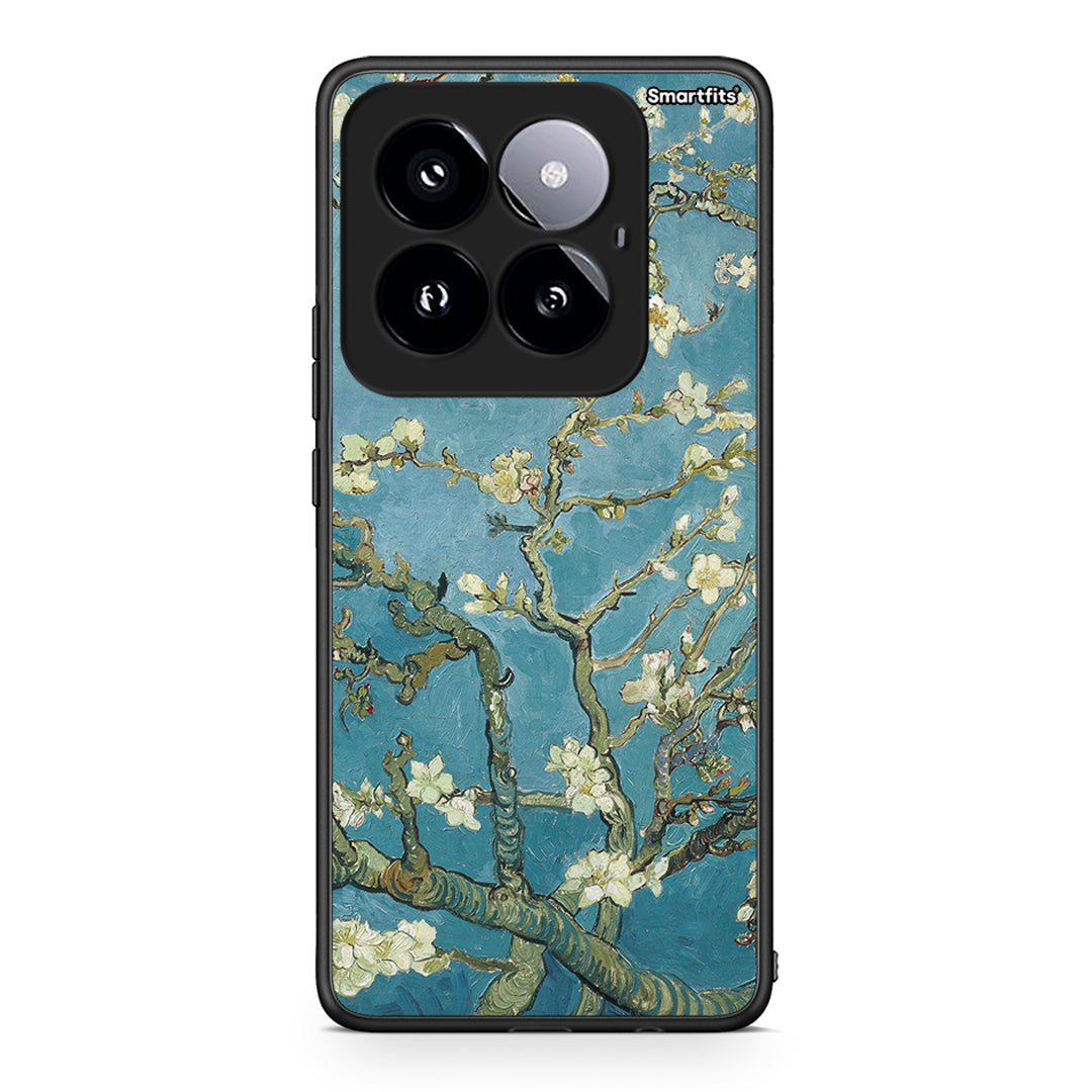Xiaomi 14 Pro 5G White Blossoms θήκη από τη Smartfits με σχέδιο στο πίσω μέρος και μαύρο περίβλημα | Smartphone case with colorful back and black bezels by Smartfits