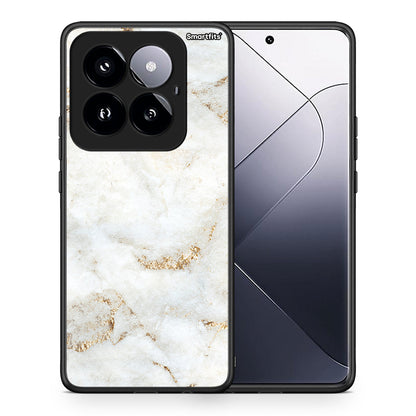 Θήκη Xiaomi 14 Pro 5G White Gold Marble από τη Smartfits με σχέδιο στο πίσω μέρος και μαύρο περίβλημα | Xiaomi 14 Pro 5G White Gold Marble case with colorful back and black bezels