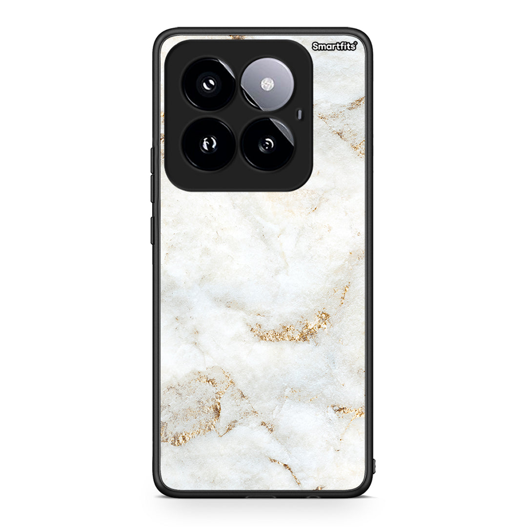 Xiaomi 14 Pro 5G White Gold Marble θήκη από τη Smartfits με σχέδιο στο πίσω μέρος και μαύρο περίβλημα | Smartphone case with colorful back and black bezels by Smartfits