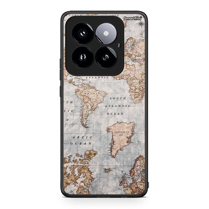 Xiaomi 14 Pro 5G World Map Θήκη από τη Smartfits με σχέδιο στο πίσω μέρος και μαύρο περίβλημα | Smartphone case with colorful back and black bezels by Smartfits