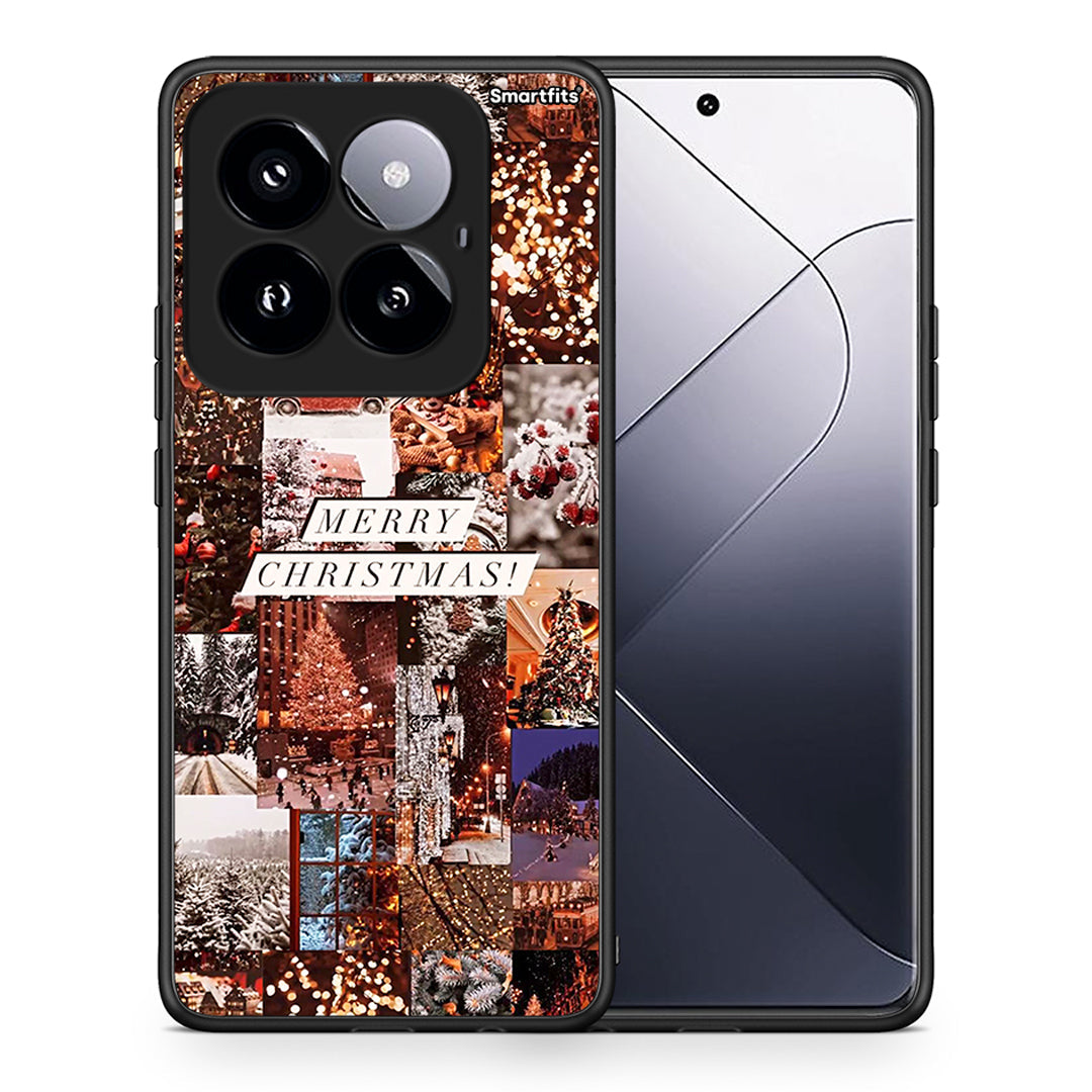 Θήκη Xiaomi 14 Pro 5G Xmas Collage από τη Smartfits με σχέδιο στο πίσω μέρος και μαύρο περίβλημα | Xiaomi 14 Pro 5G Xmas Collage case with colorful back and black bezels