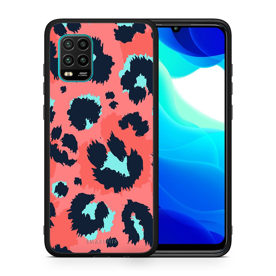 Θήκη Xiaomi Mi 10 Lite Pink Leopard Animal από τη Smartfits με σχέδιο στο πίσω μέρος και μαύρο περίβλημα | Xiaomi Mi 10 Lite Pink Leopard Animal case with colorful back and black bezels