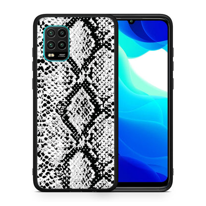 Θήκη Xiaomi Mi 10 Lite White Snake Animal από τη Smartfits με σχέδιο στο πίσω μέρος και μαύρο περίβλημα | Xiaomi Mi 10 Lite White Snake Animal case with colorful back and black bezels