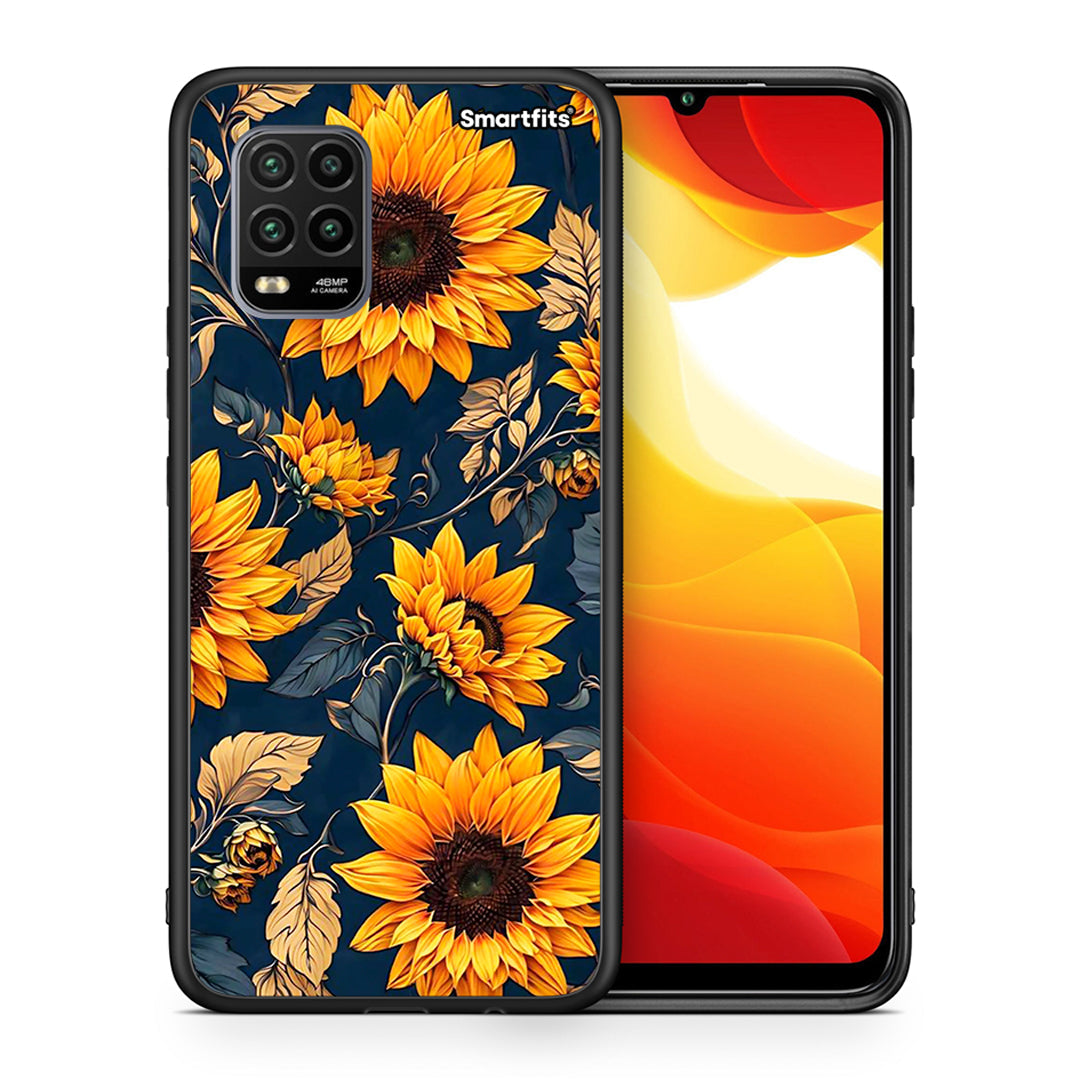 Θήκη Xiaomi Mi 10 Lite Autumn Sunflowers από τη Smartfits με σχέδιο στο πίσω μέρος και μαύρο περίβλημα | Xiaomi Mi 10 Lite Autumn Sunflowers case with colorful back and black bezels