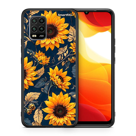 Θήκη Xiaomi Mi 10 Lite Autumn Sunflowers από τη Smartfits με σχέδιο στο πίσω μέρος και μαύρο περίβλημα | Xiaomi Mi 10 Lite Autumn Sunflowers case with colorful back and black bezels