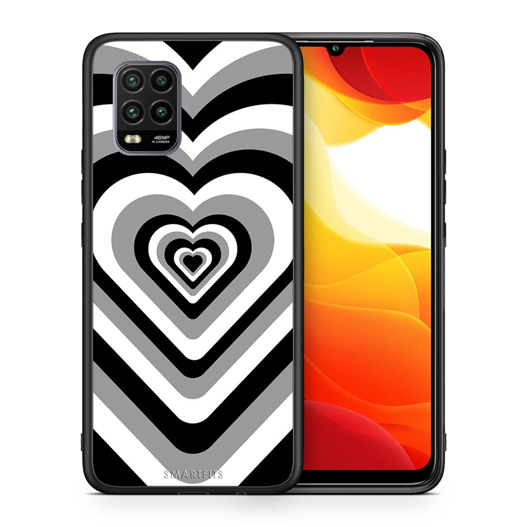 Θήκη Xiaomi Mi 10 Lite Black Hearts από τη Smartfits με σχέδιο στο πίσω μέρος και μαύρο περίβλημα | Xiaomi Mi 10 Lite Black Hearts case with colorful back and black bezels