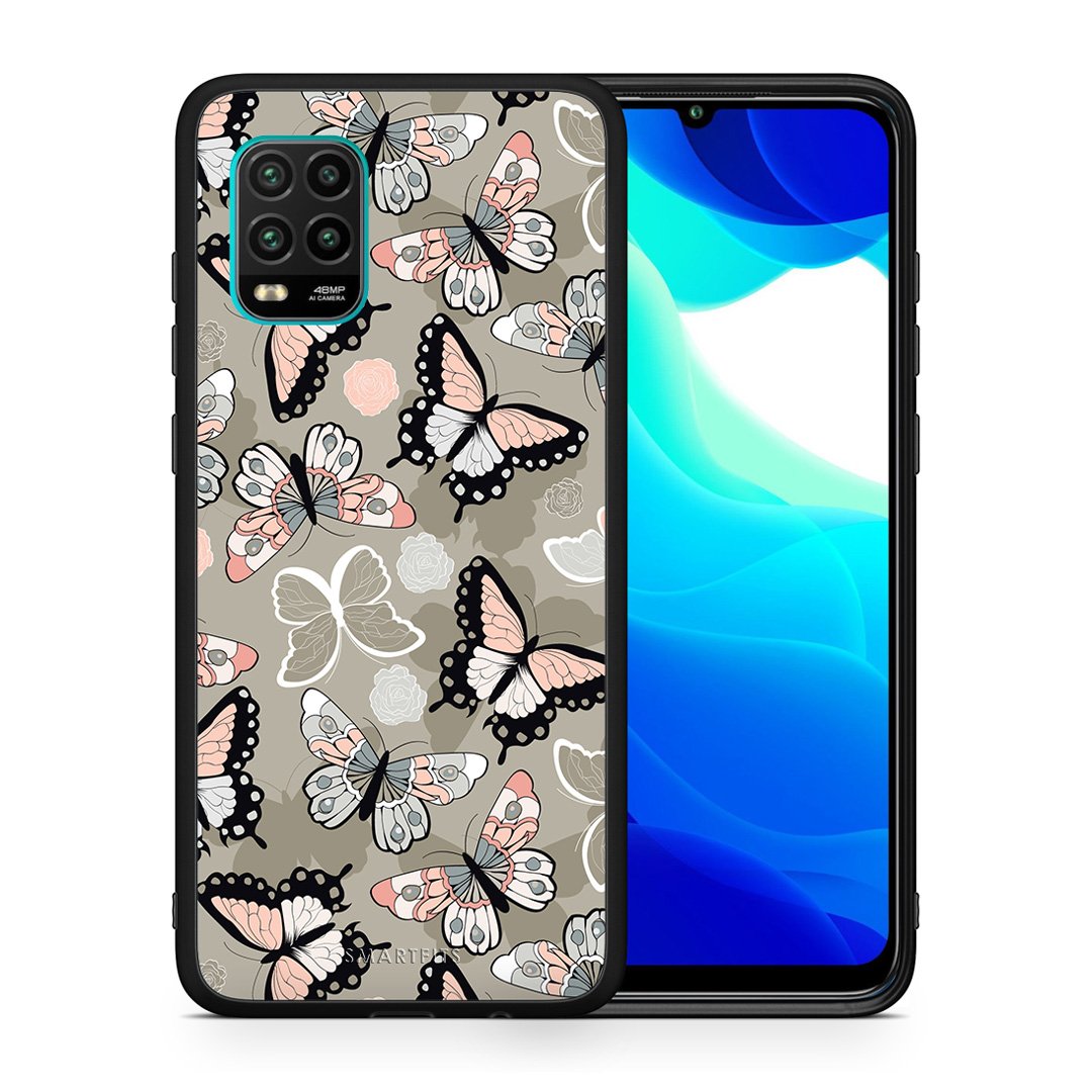 Θήκη Xiaomi Mi 10 Lite Butterflies Boho από τη Smartfits με σχέδιο στο πίσω μέρος και μαύρο περίβλημα | Xiaomi Mi 10 Lite Butterflies Boho case with colorful back and black bezels