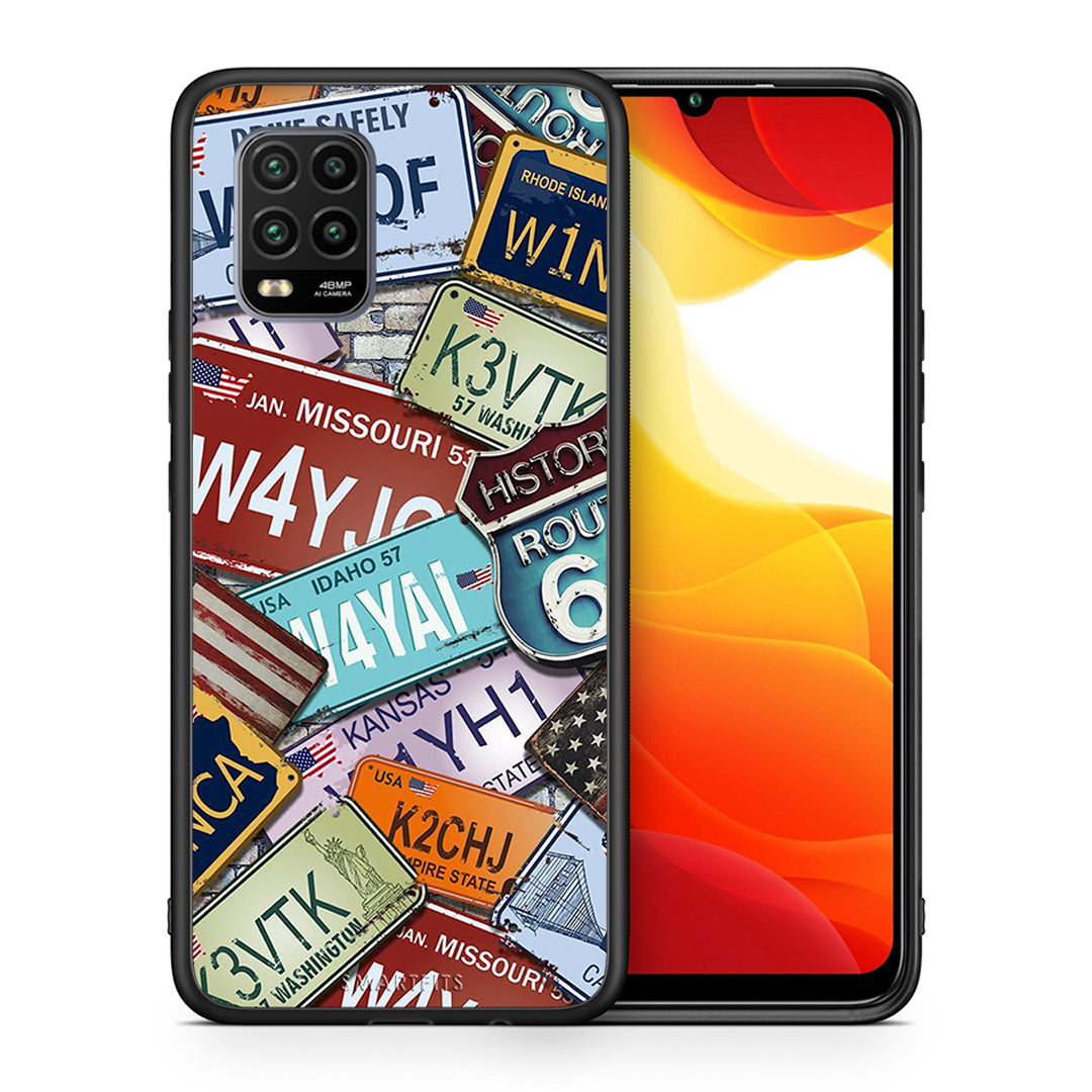 Θήκη Xiaomi Mi 10 Lite Car Plates από τη Smartfits με σχέδιο στο πίσω μέρος και μαύρο περίβλημα | Xiaomi Mi 10 Lite Car Plates case with colorful back and black bezels