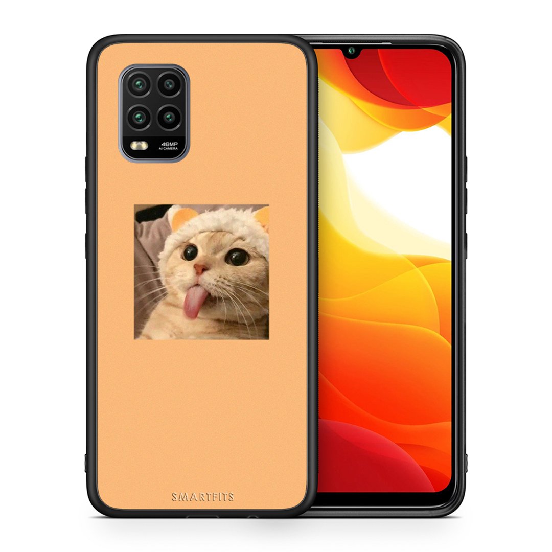 Θήκη Xiaomi Mi 10 Lite Cat Tongue από τη Smartfits με σχέδιο στο πίσω μέρος και μαύρο περίβλημα | Xiaomi Mi 10 Lite Cat Tongue case with colorful back and black bezels