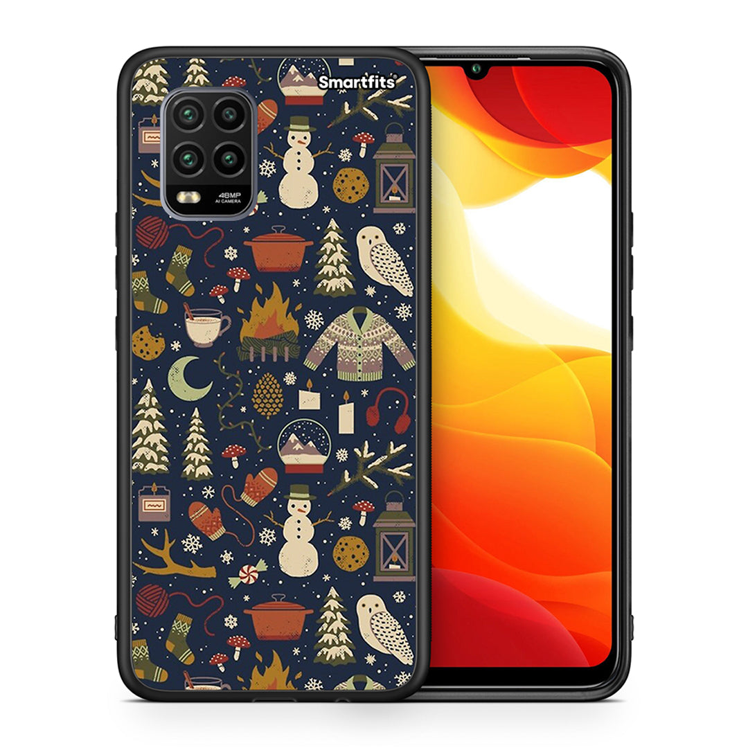 Θήκη Xiaomi Mi 10 Lite Christmas Elements από τη Smartfits με σχέδιο στο πίσω μέρος και μαύρο περίβλημα | Xiaomi Mi 10 Lite Christmas Elements case with colorful back and black bezels