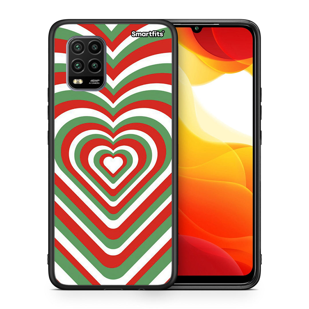 Θήκη Xiaomi Mi 10 Lite Christmas Hearts από τη Smartfits με σχέδιο στο πίσω μέρος και μαύρο περίβλημα | Xiaomi Mi 10 Lite Christmas Hearts case with colorful back and black bezels