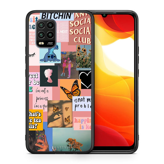 Θήκη Αγίου Βαλεντίνου Xiaomi Mi 10 Lite Collage Bitchin από τη Smartfits με σχέδιο στο πίσω μέρος και μαύρο περίβλημα | Xiaomi Mi 10 Lite Collage Bitchin case with colorful back and black bezels