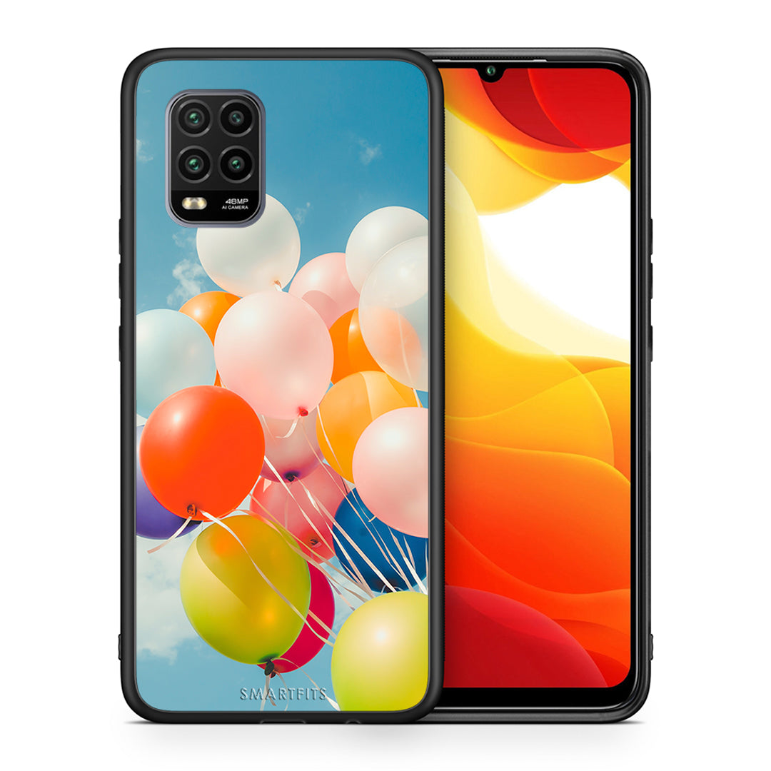 Θήκη Xiaomi Mi 10 Lite Colorful Balloons από τη Smartfits με σχέδιο στο πίσω μέρος και μαύρο περίβλημα | Xiaomi Mi 10 Lite Colorful Balloons case with colorful back and black bezels