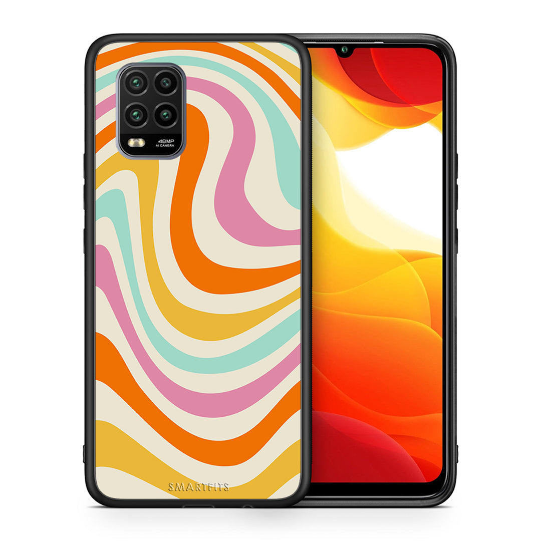 Θήκη Xiaomi Mi 10 Lite Colourful Waves από τη Smartfits με σχέδιο στο πίσω μέρος και μαύρο περίβλημα | Xiaomi Mi 10 Lite Colourful Waves case with colorful back and black bezels