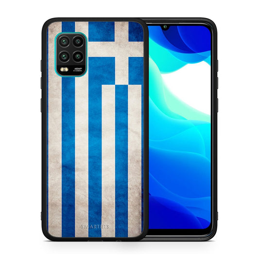 Θήκη Xiaomi Mi 10 Lite Greek Flag από τη Smartfits με σχέδιο στο πίσω μέρος και μαύρο περίβλημα | Xiaomi Mi 10 Lite Greek Flag case with colorful back and black bezels