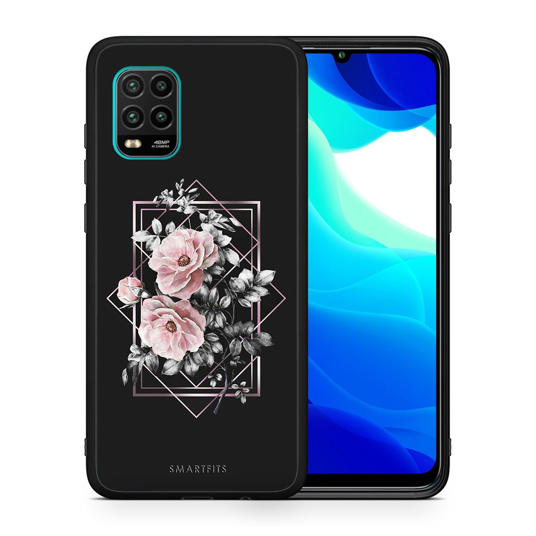 Θήκη Xiaomi Mi 10 Lite Frame Flower από τη Smartfits με σχέδιο στο πίσω μέρος και μαύρο περίβλημα | Xiaomi Mi 10 Lite Frame Flower case with colorful back and black bezels
