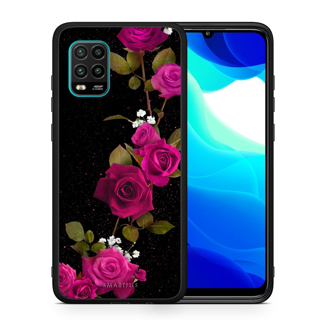 Θήκη Xiaomi Mi 10 Lite Red Roses Flower από τη Smartfits με σχέδιο στο πίσω μέρος και μαύρο περίβλημα | Xiaomi Mi 10 Lite Red Roses Flower case with colorful back and black bezels