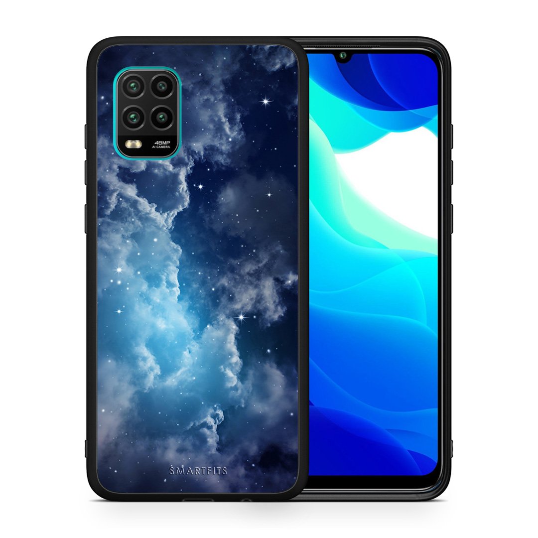 Θήκη Xiaomi Mi 10 Lite Blue Sky Galaxy από τη Smartfits με σχέδιο στο πίσω μέρος και μαύρο περίβλημα | Xiaomi Mi 10 Lite Blue Sky Galaxy case with colorful back and black bezels