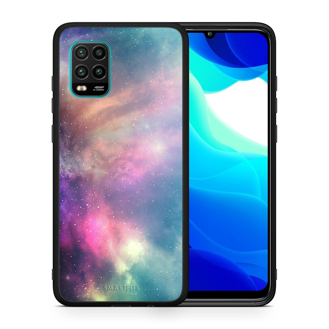 Θήκη Xiaomi Mi 10 Lite Rainbow Galaxy από τη Smartfits με σχέδιο στο πίσω μέρος και μαύρο περίβλημα | Xiaomi Mi 10 Lite Rainbow Galaxy case with colorful back and black bezels