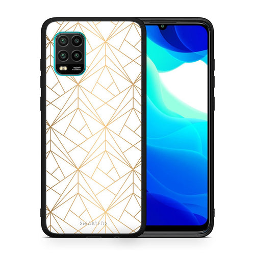 Θήκη Xiaomi Mi 10 Lite Luxury White Geometric από τη Smartfits με σχέδιο στο πίσω μέρος και μαύρο περίβλημα | Xiaomi Mi 10 Lite Luxury White Geometric case with colorful back and black bezels