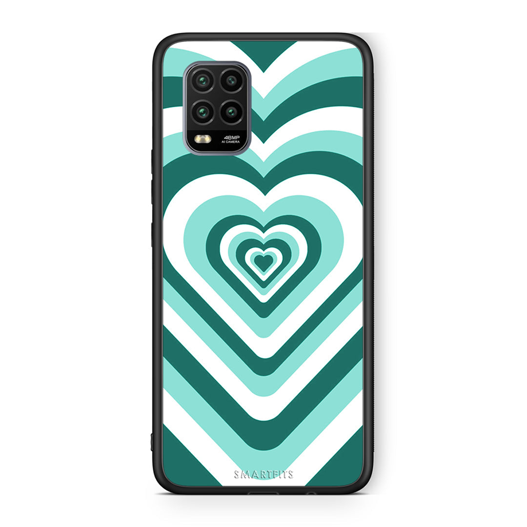 Xiaomi Mi 10 Lite Green Hearts θήκη από τη Smartfits με σχέδιο στο πίσω μέρος και μαύρο περίβλημα | Smartphone case with colorful back and black bezels by Smartfits