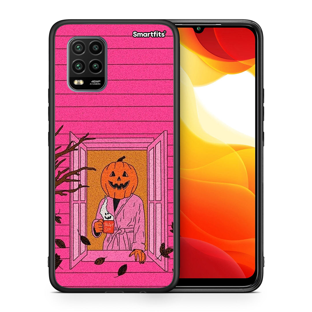 Θήκη Xiaomi Mi 10 Lite Halloween Pumpkin Lady από τη Smartfits με σχέδιο στο πίσω μέρος και μαύρο περίβλημα | Xiaomi Mi 10 Lite Halloween Pumpkin Lady case with colorful back and black bezels