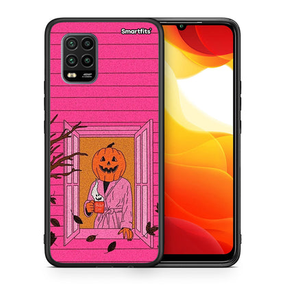Θήκη Xiaomi Mi 10 Lite Halloween Pumpkin Lady από τη Smartfits με σχέδιο στο πίσω μέρος και μαύρο περίβλημα | Xiaomi Mi 10 Lite Halloween Pumpkin Lady case with colorful back and black bezels