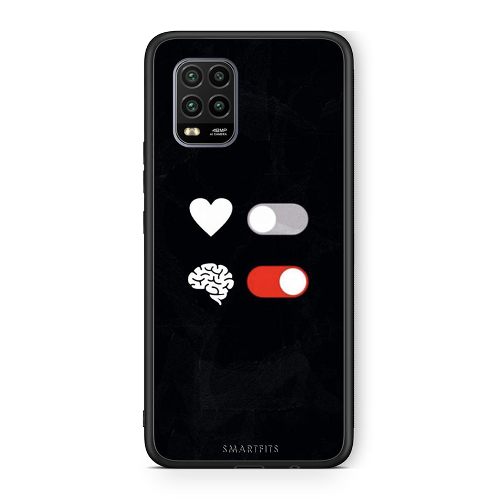Xiaomi Mi 10 Lite Heart Vs Brain Θήκη Αγίου Βαλεντίνου από τη Smartfits με σχέδιο στο πίσω μέρος και μαύρο περίβλημα | Smartphone case with colorful back and black bezels by Smartfits