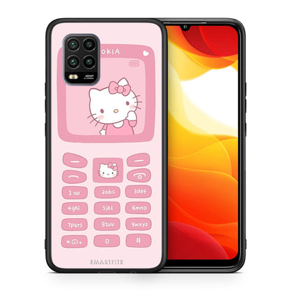 Θήκη Αγίου Βαλεντίνου Xiaomi Mi 10 Lite Hello Kitten από τη Smartfits με σχέδιο στο πίσω μέρος και μαύρο περίβλημα | Xiaomi Mi 10 Lite Hello Kitten case with colorful back and black bezels
