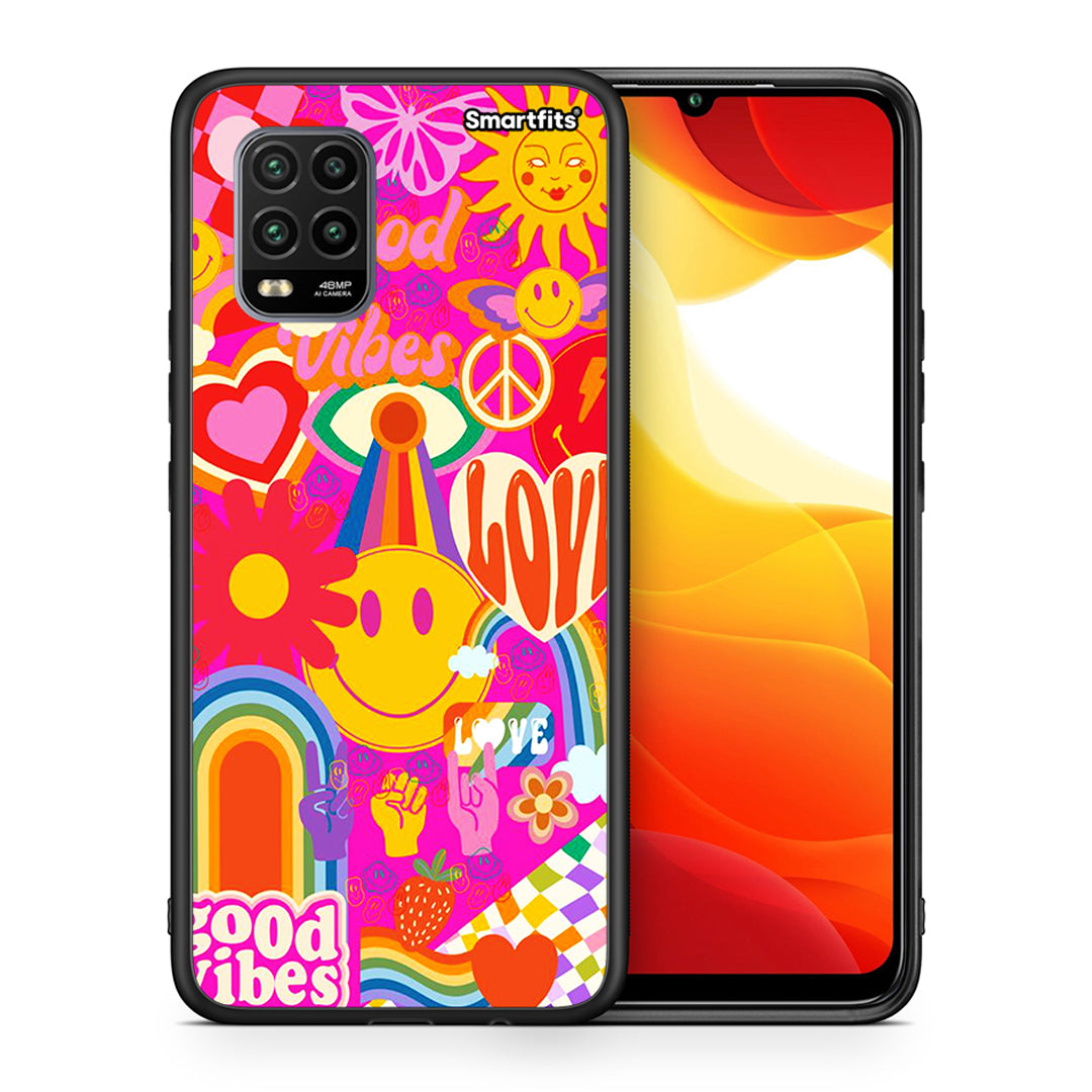 Θήκη Xiaomi Mi 10 Lite Hippie Love από τη Smartfits με σχέδιο στο πίσω μέρος και μαύρο περίβλημα | Xiaomi Mi 10 Lite Hippie Love case with colorful back and black bezels