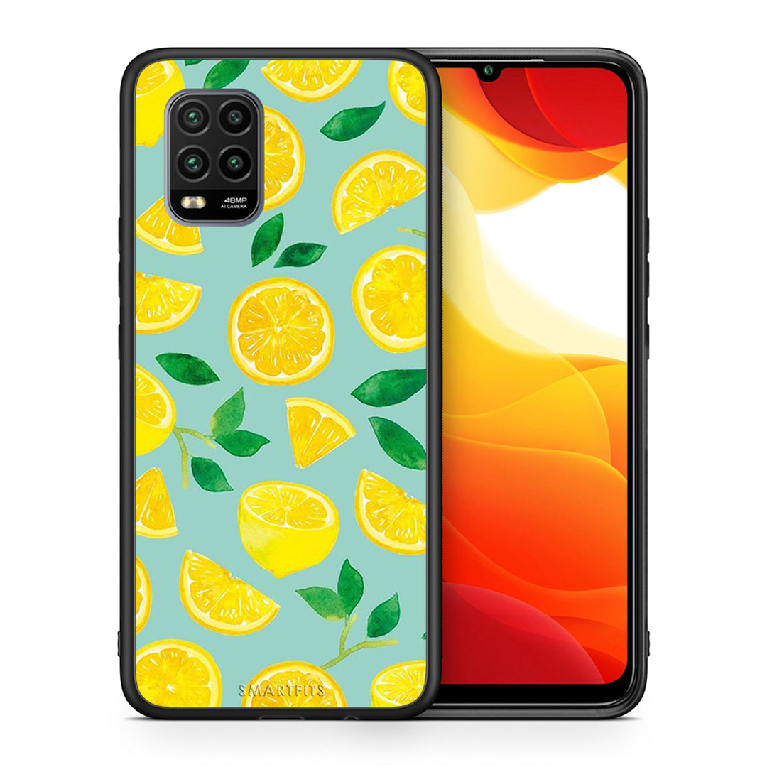 Θήκη Xiaomi Mi 10 Lite Lemons από τη Smartfits με σχέδιο στο πίσω μέρος και μαύρο περίβλημα | Xiaomi Mi 10 Lite Lemons case with colorful back and black bezels