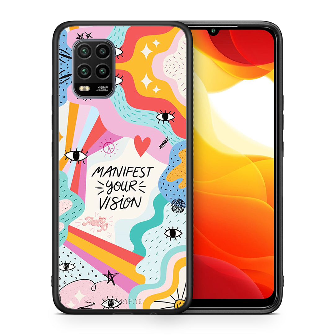 Θήκη Xiaomi Mi 10 Lite Manifest Your Vision από τη Smartfits με σχέδιο στο πίσω μέρος και μαύρο περίβλημα | Xiaomi Mi 10 Lite Manifest Your Vision case with colorful back and black bezels