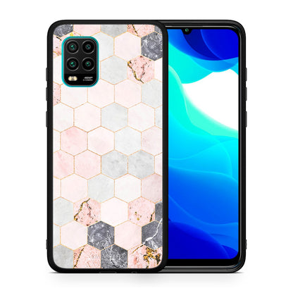 Θήκη Xiaomi Mi 10 Lite Hexagon Pink Marble από τη Smartfits με σχέδιο στο πίσω μέρος και μαύρο περίβλημα | Xiaomi Mi 10 Lite Hexagon Pink Marble case with colorful back and black bezels