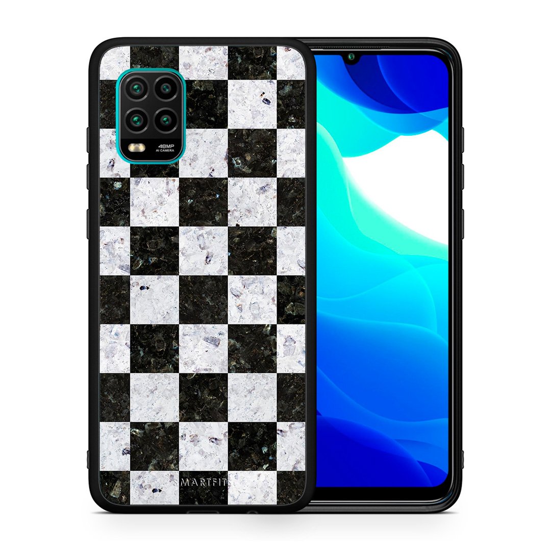 Θήκη Xiaomi Mi 10 Lite Square Geometric Marble από τη Smartfits με σχέδιο στο πίσω μέρος και μαύρο περίβλημα | Xiaomi Mi 10 Lite Square Geometric Marble case with colorful back and black bezels