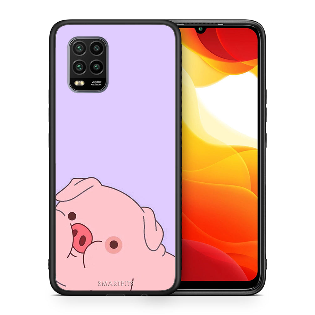 Θήκη Αγίου Βαλεντίνου Xiaomi Mi 10 Lite Pig Love 2 από τη Smartfits με σχέδιο στο πίσω μέρος και μαύρο περίβλημα | Xiaomi Mi 10 Lite Pig Love 2 case with colorful back and black bezels