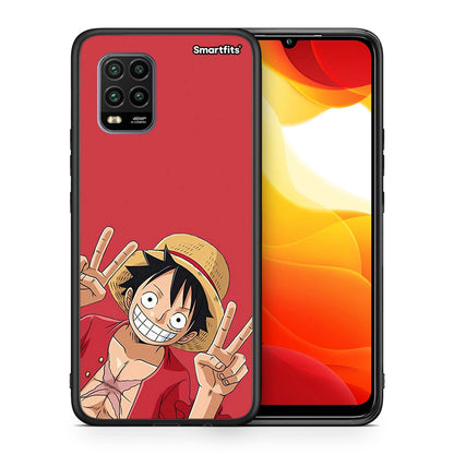 Θήκη Xiaomi Mi 10 Lite Pirate Luffy από τη Smartfits με σχέδιο στο πίσω μέρος και μαύρο περίβλημα | Xiaomi Mi 10 Lite Pirate Luffy case with colorful back and black bezels
