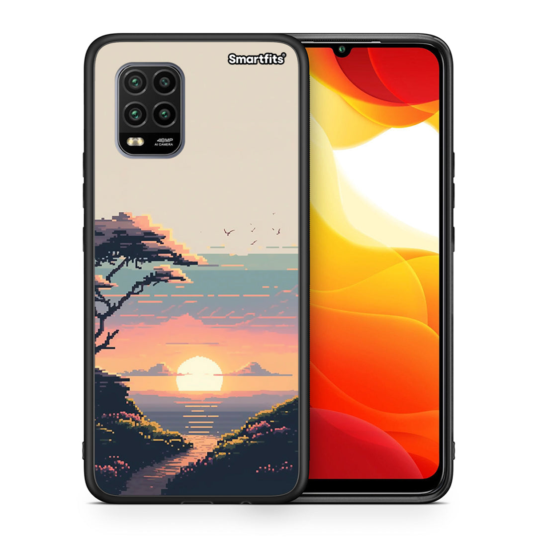 Θήκη Xiaomi Mi 10 Lite Pixel Sunset από τη Smartfits με σχέδιο στο πίσω μέρος και μαύρο περίβλημα | Xiaomi Mi 10 Lite Pixel Sunset case with colorful back and black bezels