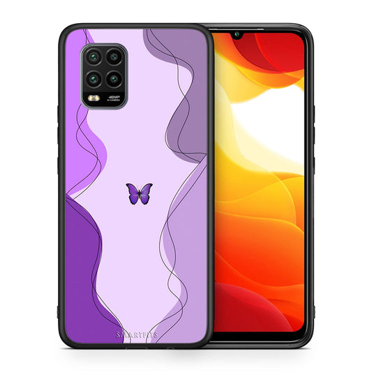 Θήκη Αγίου Βαλεντίνου Xiaomi Mi 10 Lite Purple Mariposa από τη Smartfits με σχέδιο στο πίσω μέρος και μαύρο περίβλημα | Xiaomi Mi 10 Lite Purple Mariposa case with colorful back and black bezels