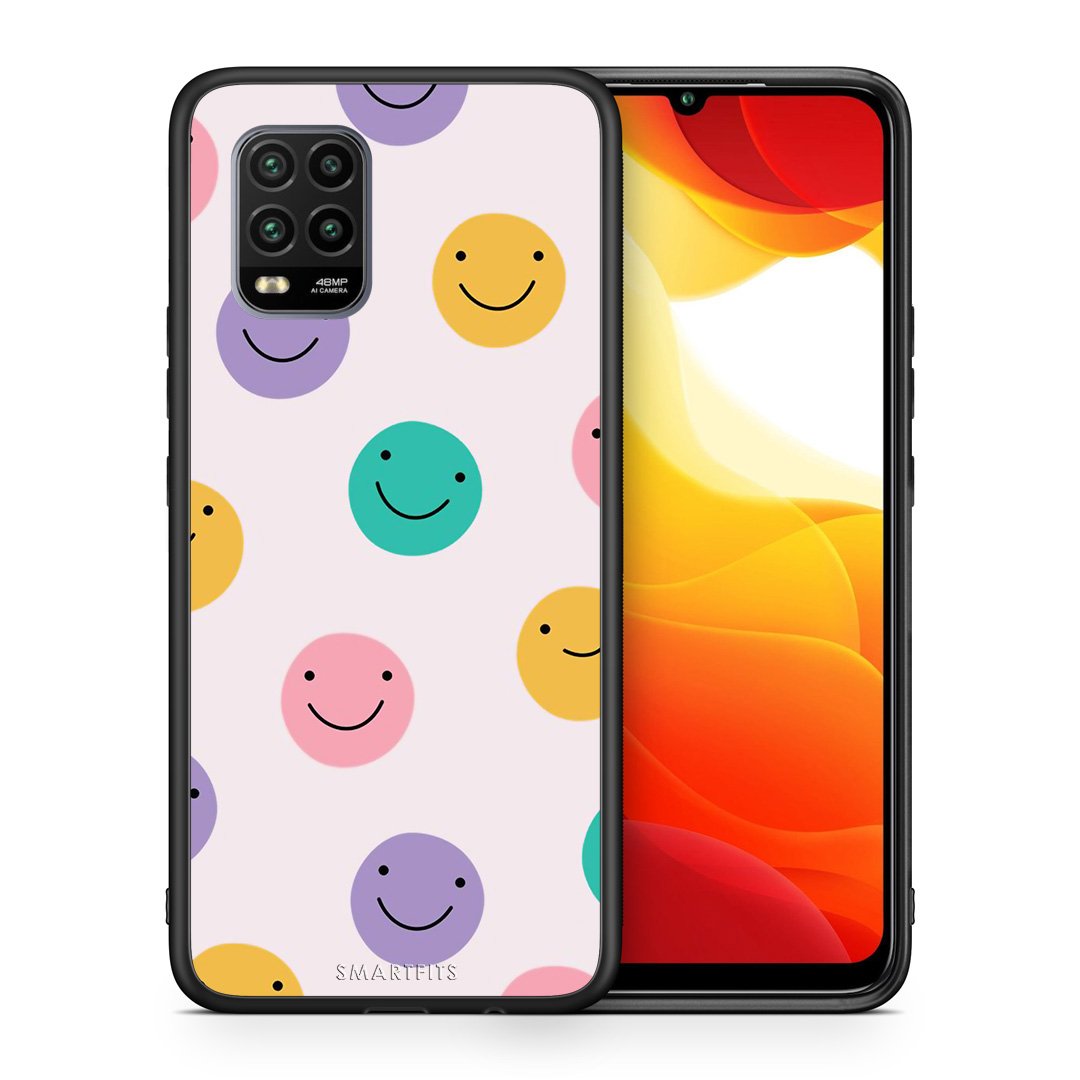 Θήκη Xiaomi Mi 10 Lite Smiley Faces από τη Smartfits με σχέδιο στο πίσω μέρος και μαύρο περίβλημα | Xiaomi Mi 10 Lite Smiley Faces case with colorful back and black bezels