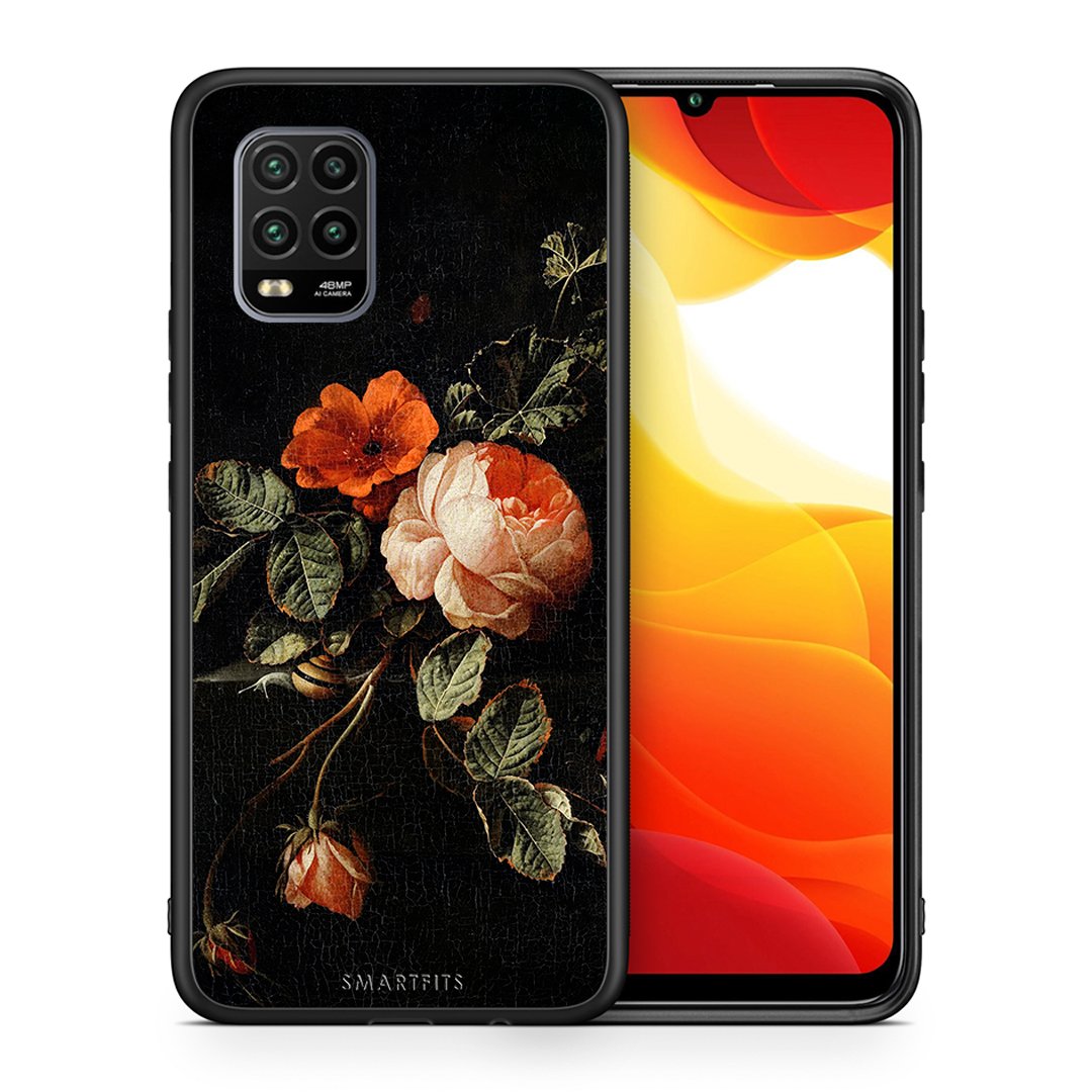 Θήκη Xiaomi Mi 10 Lite Vintage Roses από τη Smartfits με σχέδιο στο πίσω μέρος και μαύρο περίβλημα | Xiaomi Mi 10 Lite Vintage Roses case with colorful back and black bezels