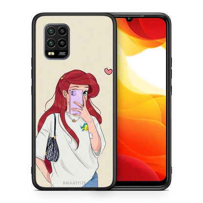 Θήκη Xiaomi Mi 10 Lite Walking Mermaid από τη Smartfits με σχέδιο στο πίσω μέρος και μαύρο περίβλημα | Xiaomi Mi 10 Lite Walking Mermaid case with colorful back and black bezels