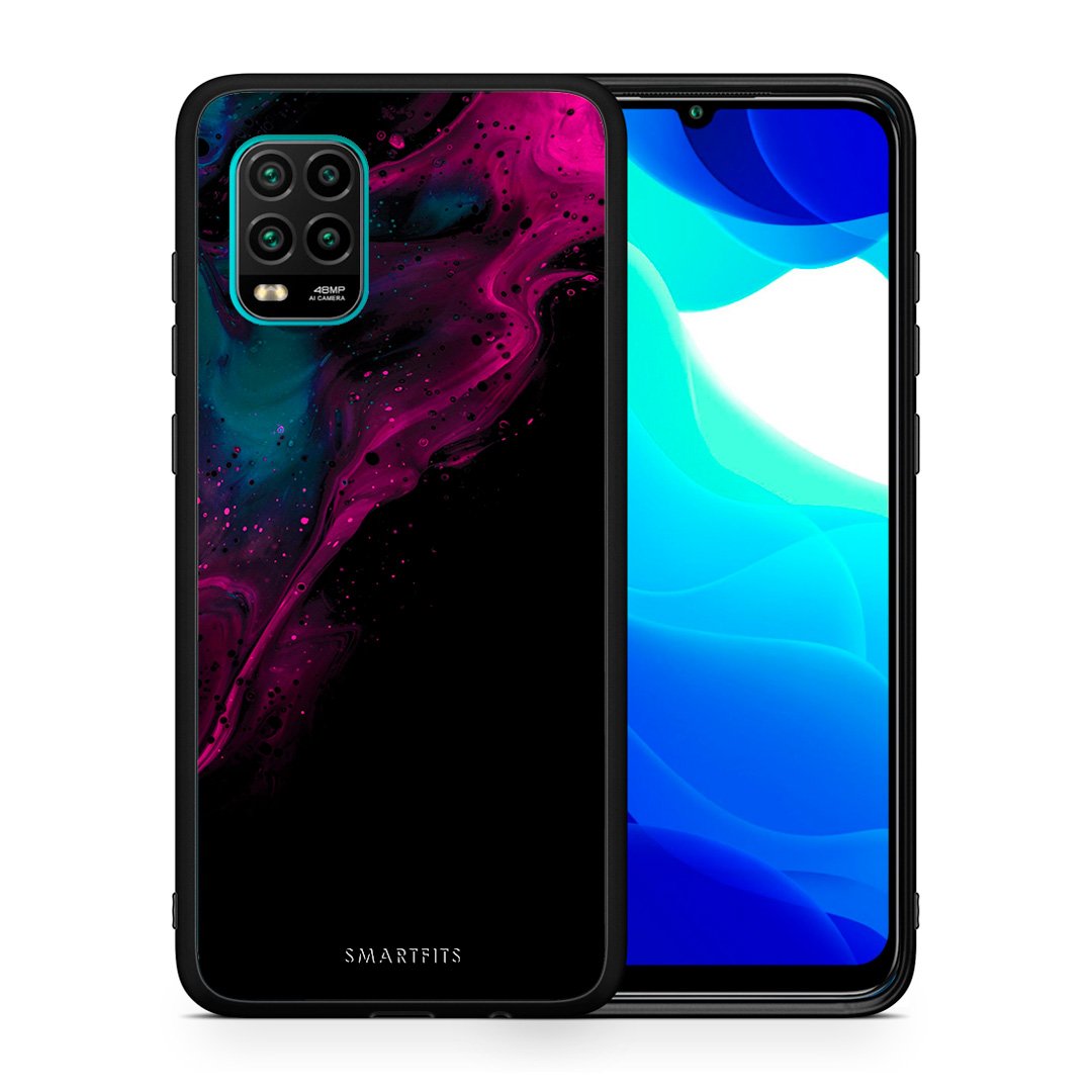 Θήκη Xiaomi Mi 10 Lite Pink Black Watercolor από τη Smartfits με σχέδιο στο πίσω μέρος και μαύρο περίβλημα | Xiaomi Mi 10 Lite Pink Black Watercolor case with colorful back and black bezels