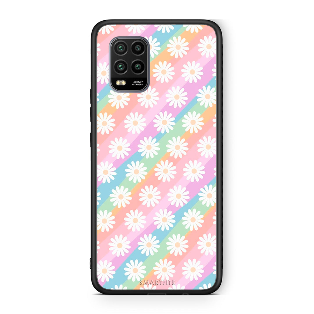 Xiaomi Mi 10 Lite White Daisies θήκη από τη Smartfits με σχέδιο στο πίσω μέρος και μαύρο περίβλημα | Smartphone case with colorful back and black bezels by Smartfits