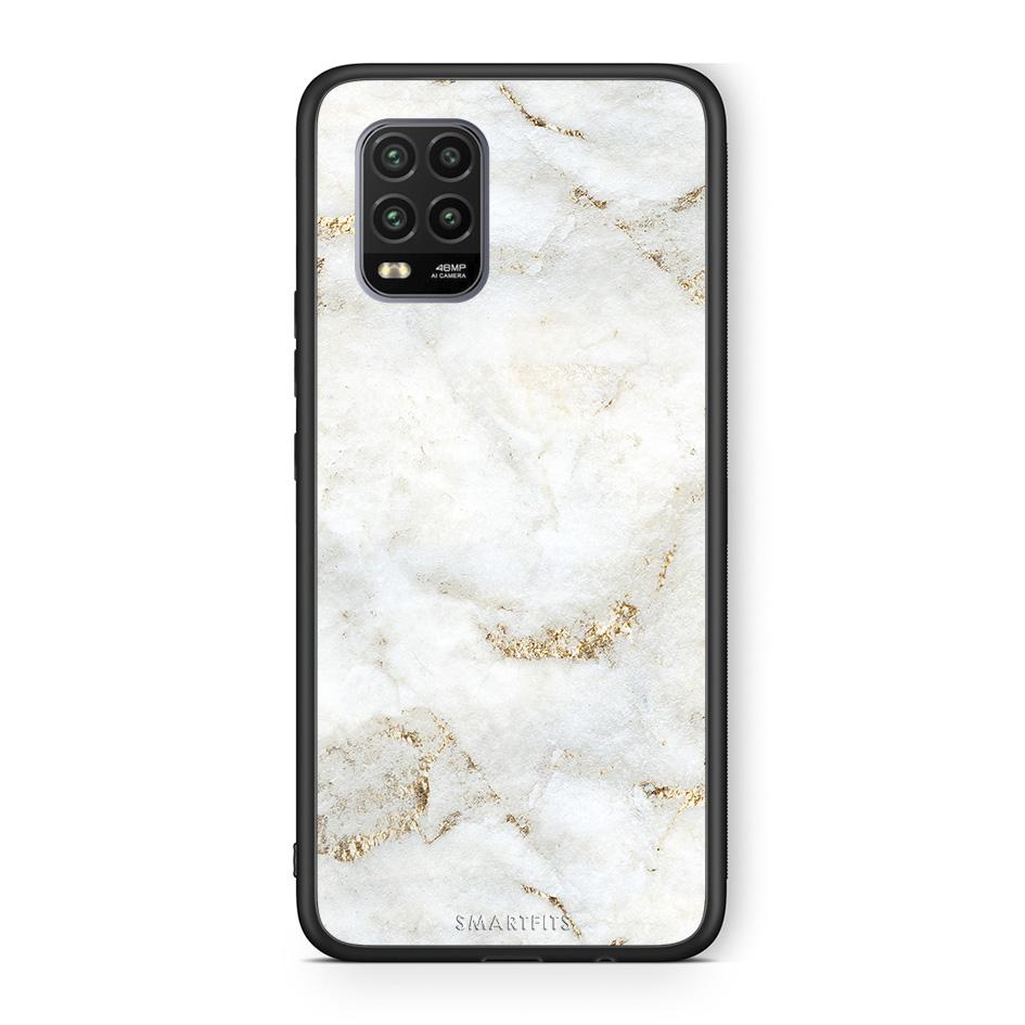 Xiaomi Mi 10 Lite White Gold Marble θήκη από τη Smartfits με σχέδιο στο πίσω μέρος και μαύρο περίβλημα | Smartphone case with colorful back and black bezels by Smartfits