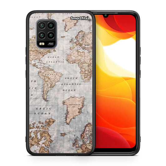 Θήκη Xiaomi Mi 10 Lite World Map από τη Smartfits με σχέδιο στο πίσω μέρος και μαύρο περίβλημα | Xiaomi Mi 10 Lite World Map case with colorful back and black bezels